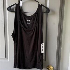 DKNY Black Scoop Neck Sleeveless Tank